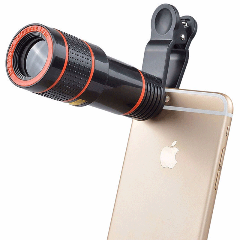 Black mobile telephoto lens