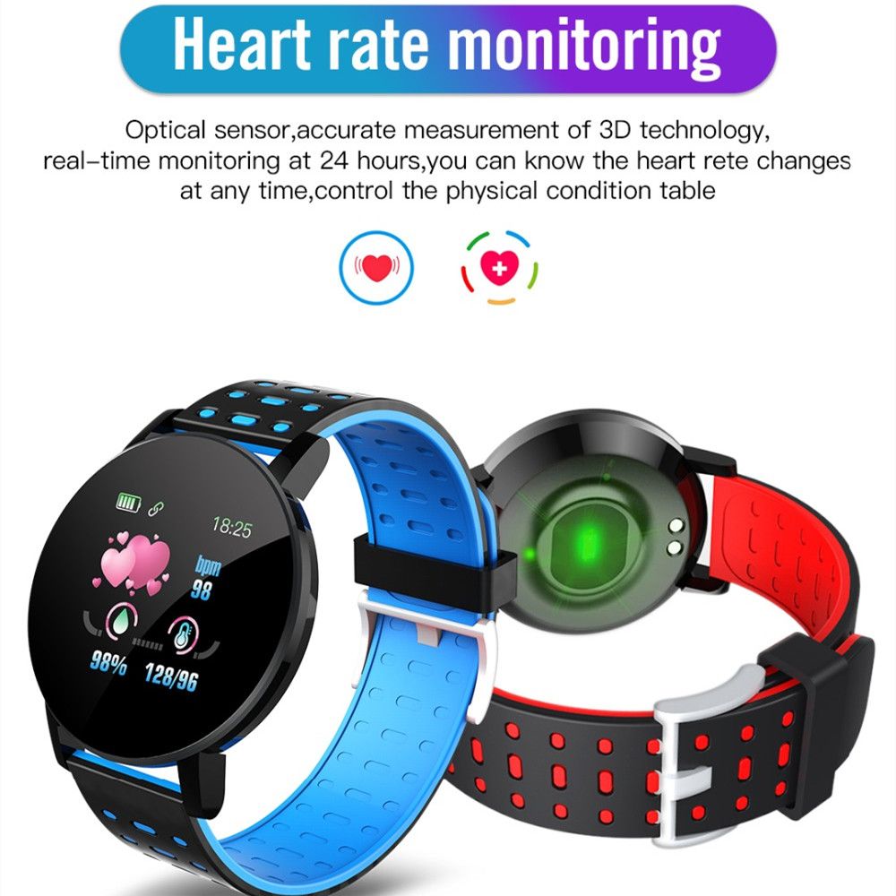 Smartwatch with heart rate monitoring feature on a white background
